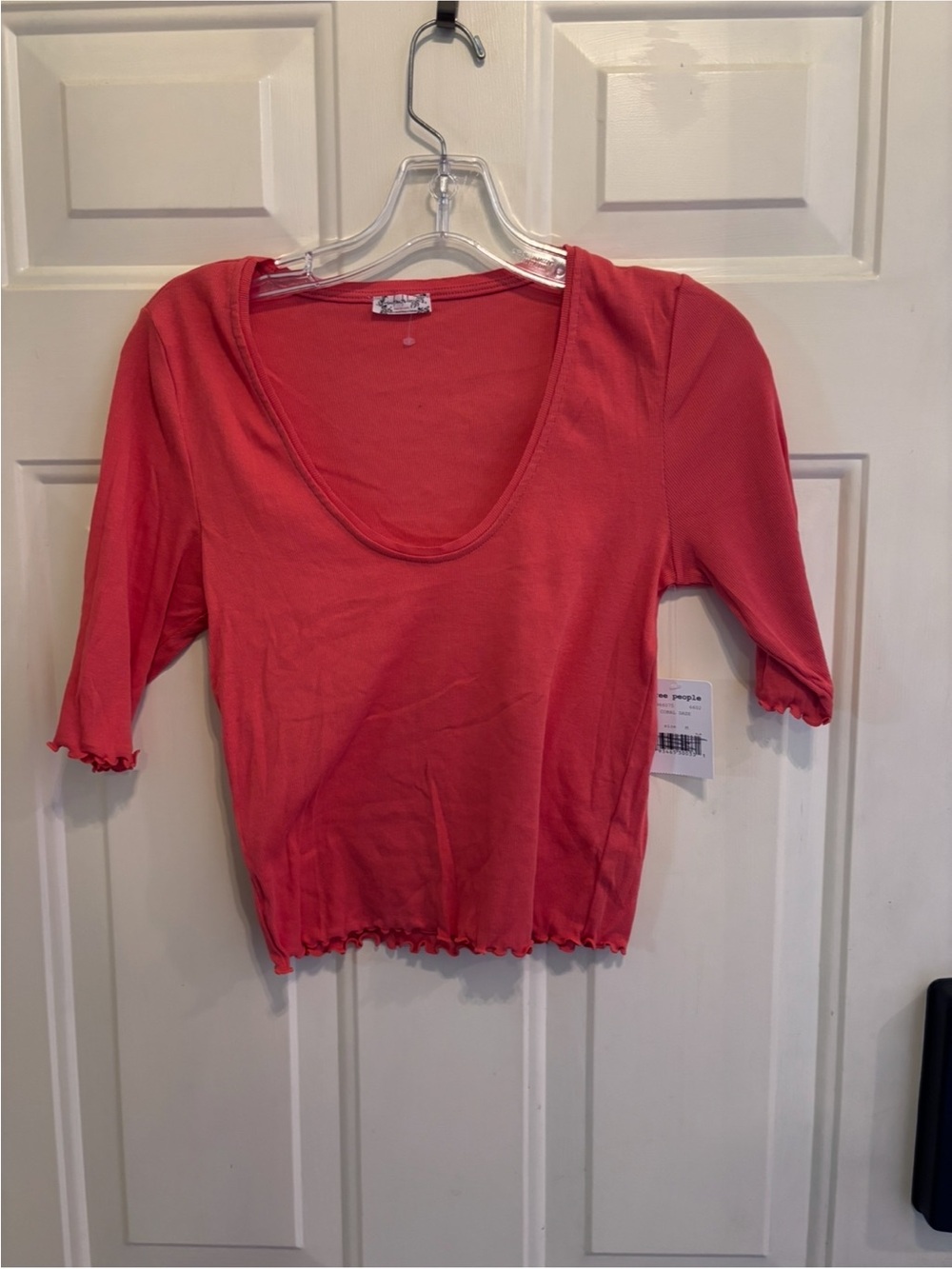 Free People Rusty Orange  Scoop Neck Top- Boho Chic Aesthetic - Picture 2 of 7